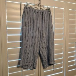 Per Se navy & white draw string relaxed crop pants 2X